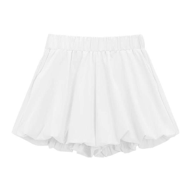 

Женские бермуды А-силуэта с высокой талией и широкими штанинами, с 3D цветочным дизайном, Осень 2024 XL белый