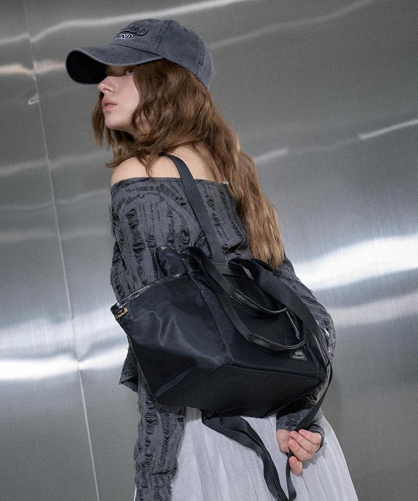 Krafyarn 3-Way Tote And Shoulder Backpack Shadow Black