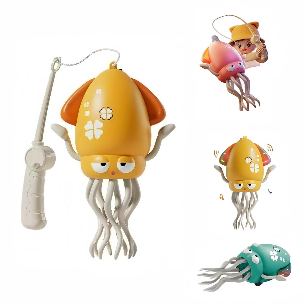 LIMANTY Squid Moving Electric Dancing Octopus with LED Lights Robot for Automatic Standing and USB Includes Fishing Pretends To Birthday Gift for Dogs