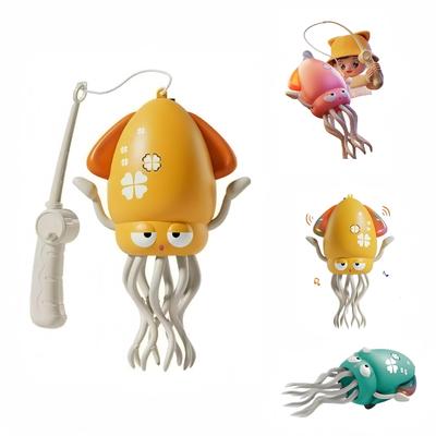 LIMANTY Tintenfisch Beweglicher Elektrischer Tanzender Oktopus mit LED-Lichtern Roboter zum Automatischen Stehen und USB Enthält Angeln Spielt zum Geburtstagsgeschenk für Hunde