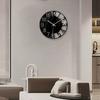 Wall Clock Acrylic Transparent Hollow Mute Non-Tick Decorative Clock (No Battery) for Living Room Bedroom