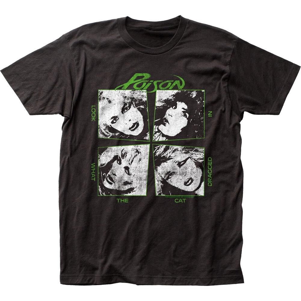 Poison Look What The Cat Dragged In T Shirt Mens Rock And Roll Music Band Black