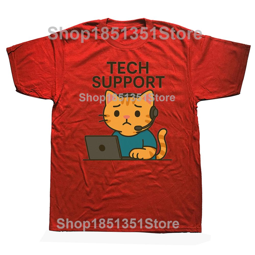 Funny Tech Support Cat Cute IT Helpdesk Graphic Tshirts Men Womens Fashion Casual Tshirt 100 Cotton Loose Oversized T Shirt S