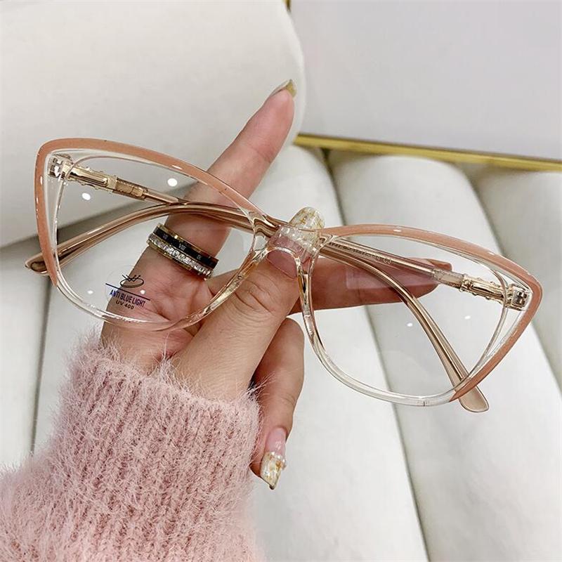 New Blue Light Blocking Cat Eye Prescription Eyeglasses With Cylinder TR90 Trend Myopia Eyeglasses Woman 0 -0.5 -0.75 To -6.0