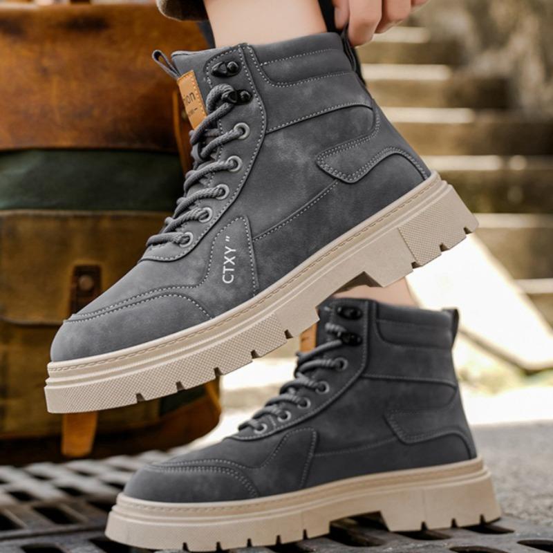 Fashion 2025 Autumn Men High Top Boots Outdoor Leather Ankle Boots Comfortable Casual Moccasin Male Work Boots Classic Handmade Shoes