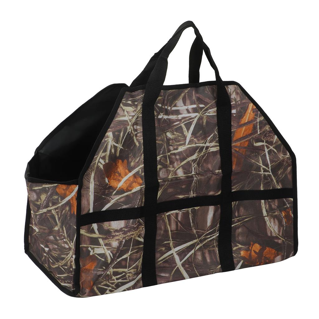 Firewood Carrier Bag Large Capacity Oxford Cloth Wood Log Carrier Tote Bag with Reinforced Handle Leaf Camouflage
