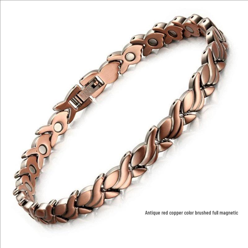 Magnetic Retro Women's Bracelet with Infrared Germanium and Negative Ion Stones - Energy-Enhancing, Color-Preserving Bangle.