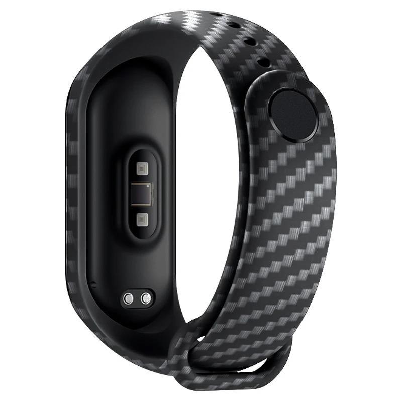 For Xiaomi Carbon Fiber Strap For Xiaomi Mi Band 7 Nfc Wristband Smartwatch Watchbands Silicone Bracelet Correa Mi Band 6 4 5 3 Accessories