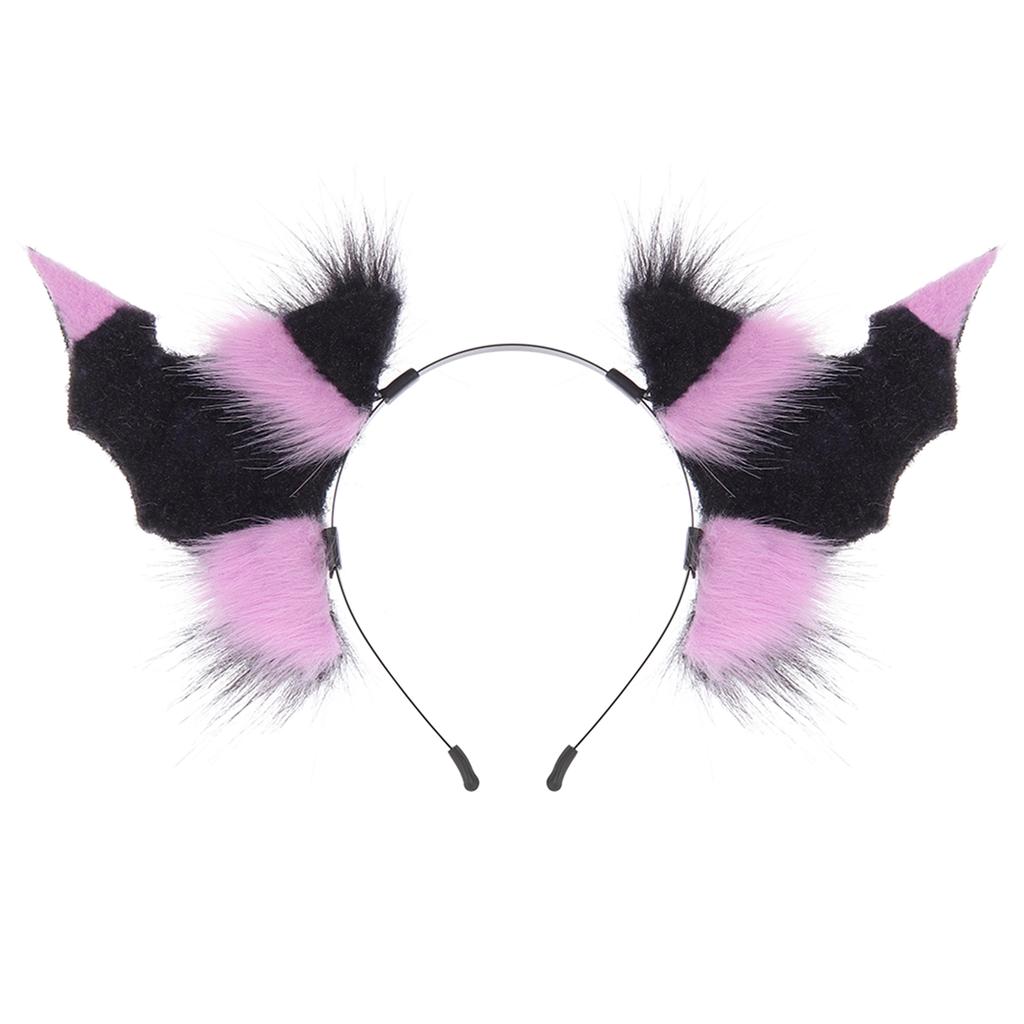 Halloween Dark Headdress Comic Convention Demon Horns Cosplay Props Bat Beast Ears Multi-Color Plush Unisex Headband Performance