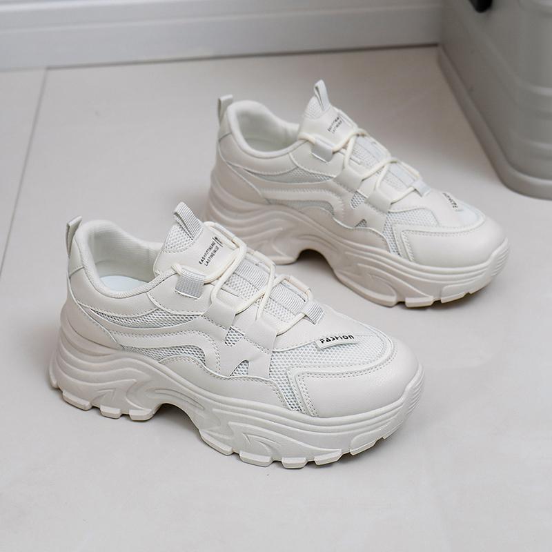 CRLAYDK 2024 New Women's Chunky Sneakers Lace Up Platform Mesh Walking Shoes Fashion Casual Wedge Sport Dad Running Tennis