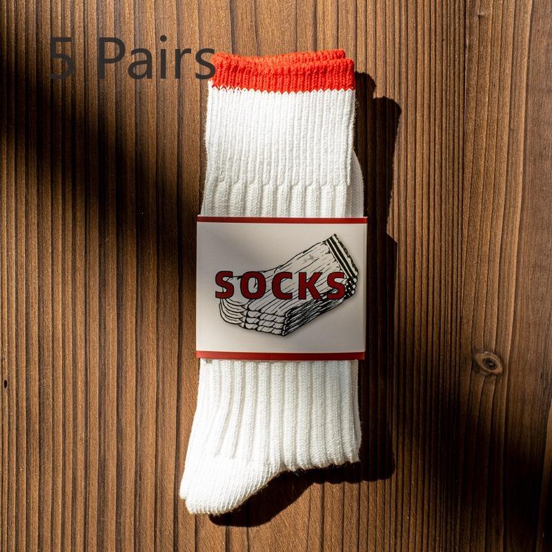 

5 пар мужских и женских модных новых хлопковых спортивных носков средней длины 5 Pairs красный/белый