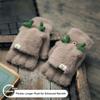 Half-Finger Flip Winter Gloves Soft Antlers Knit Mittens Cute Student Writing Gloves