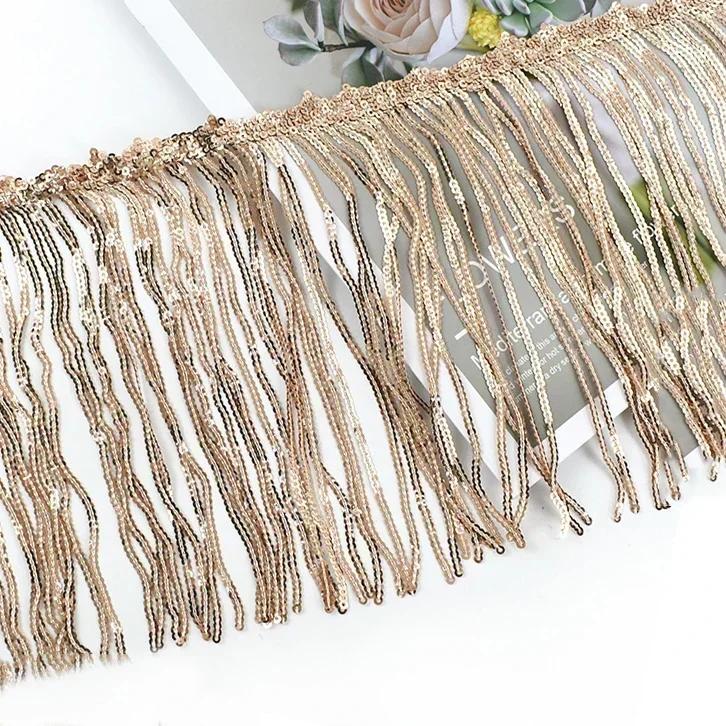 Meetee 1-5Yards 17cm Sequin Laser Tassel Fringe Curtain Dress Edging Tassels Lace Decorative Trimmings Home Sewing Accessories