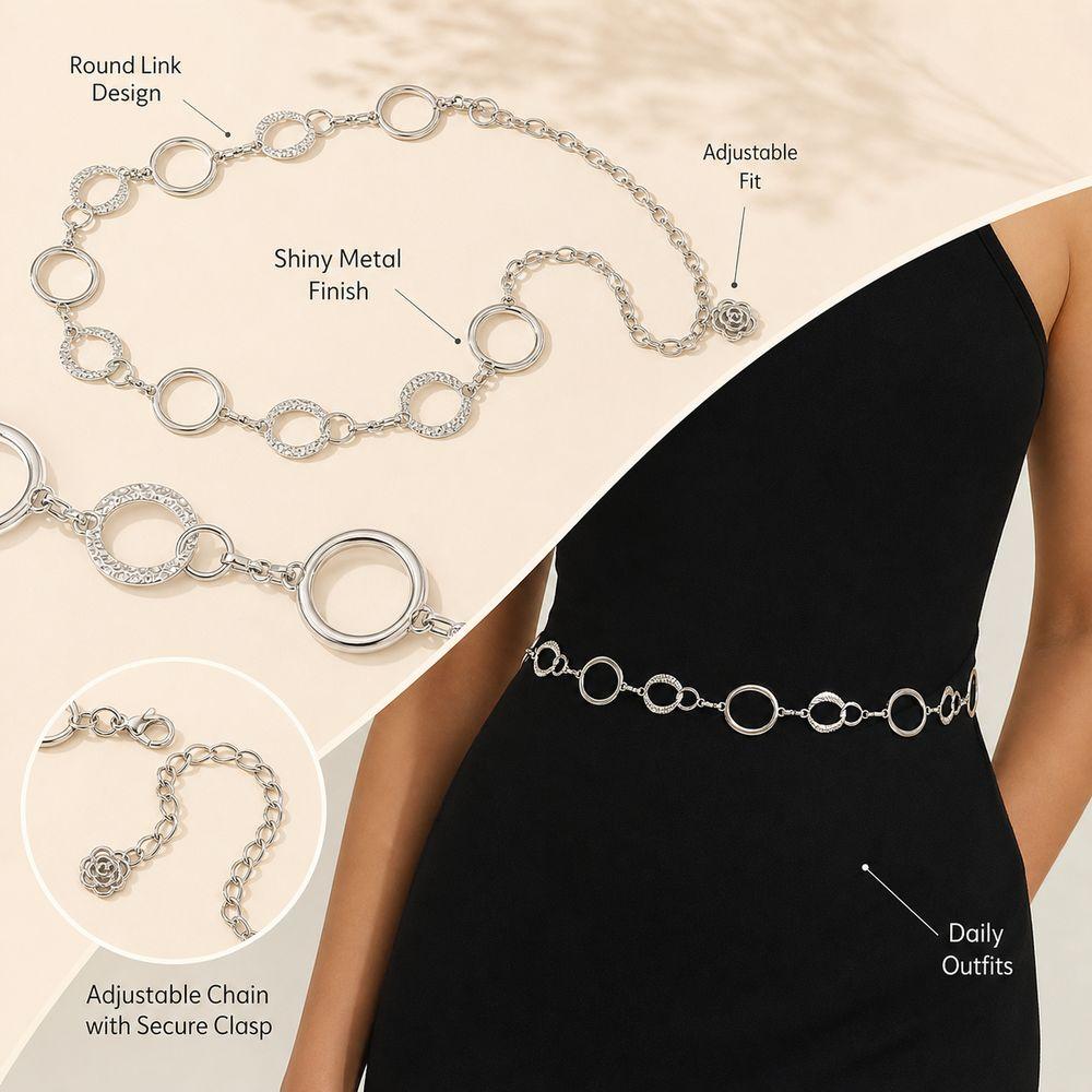 Runde Kettenglieder Taillenkette Verstellbare Kette Körperkette Geschenke Taillengürtel für Kleider