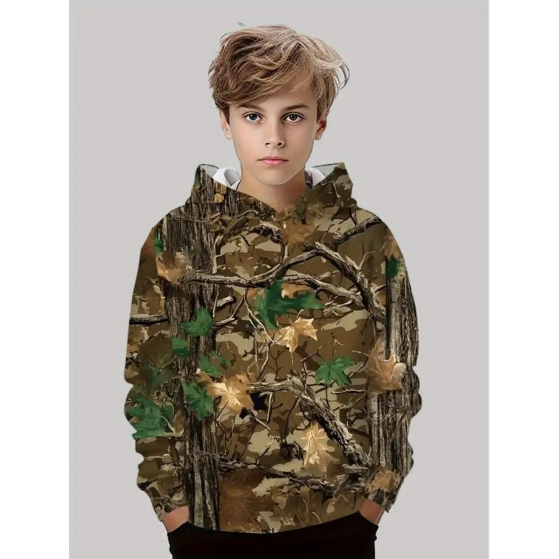 Camouflage Hunting Hoodies Forest Print Boy Clothes Outdoor Sports Long Sleeve Trip Tactical Training Esweatshirt Kids Clothing