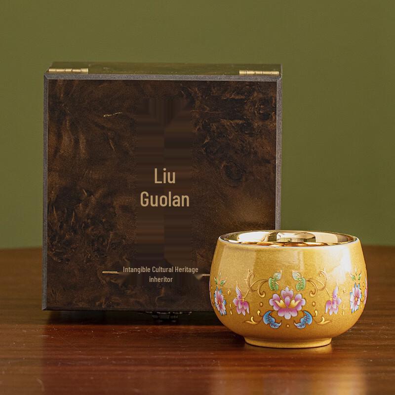 Gilded Prosperous Flower Ceramic Master Teacup