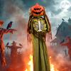 Animated Pop-up Pumpkin Skeleton, 173 Cm, Spooky Halloween Decoration with Light, Sound and Touch Activation