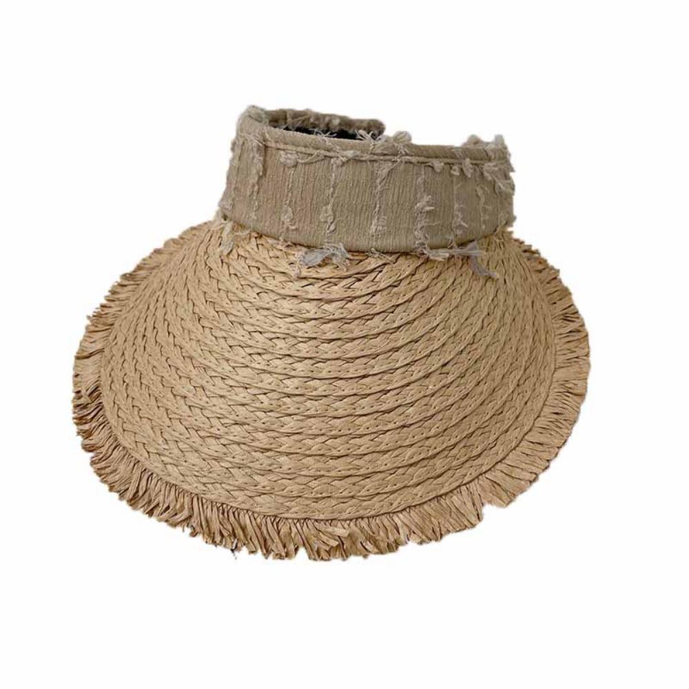 UV Protection Empty Top Straw Hat Woven Straw Folding Sunshade Hat Sunscreen Hat  Beach Vacation