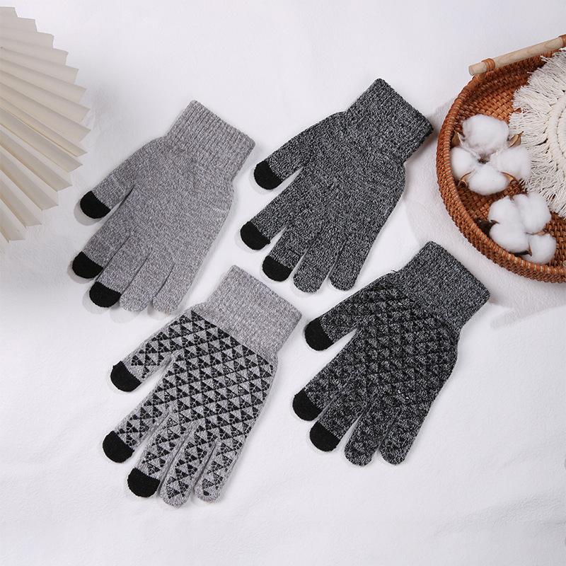 Touchscreen Gloves Men Women Autumn Winter Warm Thermal Thick Korean Style Knitted Driving Riding Fingerless Gloves