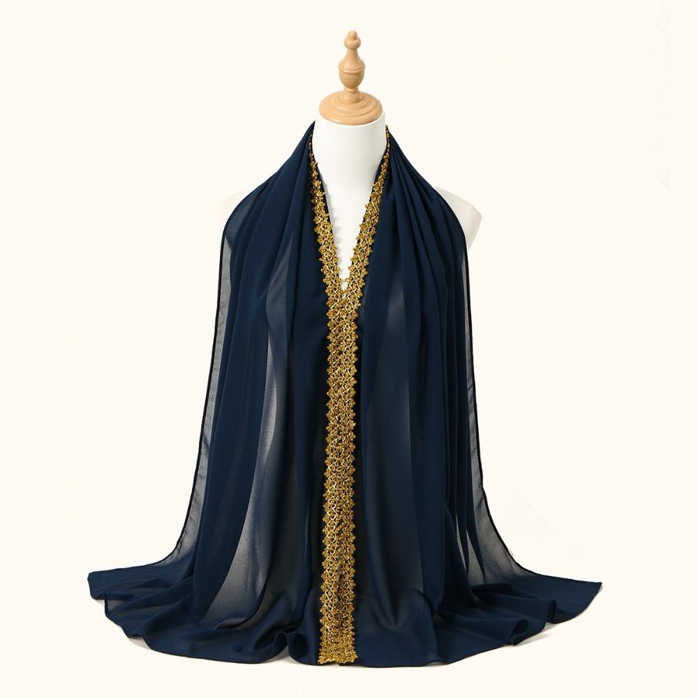 Golden Wave Modest Covering Scarf Chiffon Material Shawl Wrap New Eid al-Fitr Hijab  Arab Style
