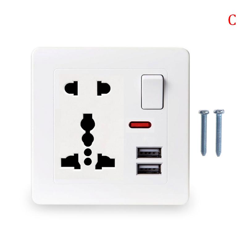 Universal Wall Socket With Led Light Switch 5 Hole Usb Wall Power Socket