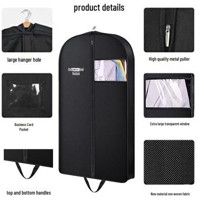 Portable Non-Woven Black Garment Dust Cover with Transparent Window
