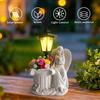 Resin Angel & Fairy Solar Garden Statue, Illuminated Flower Pot Ornament for Outdoor Yard Decor