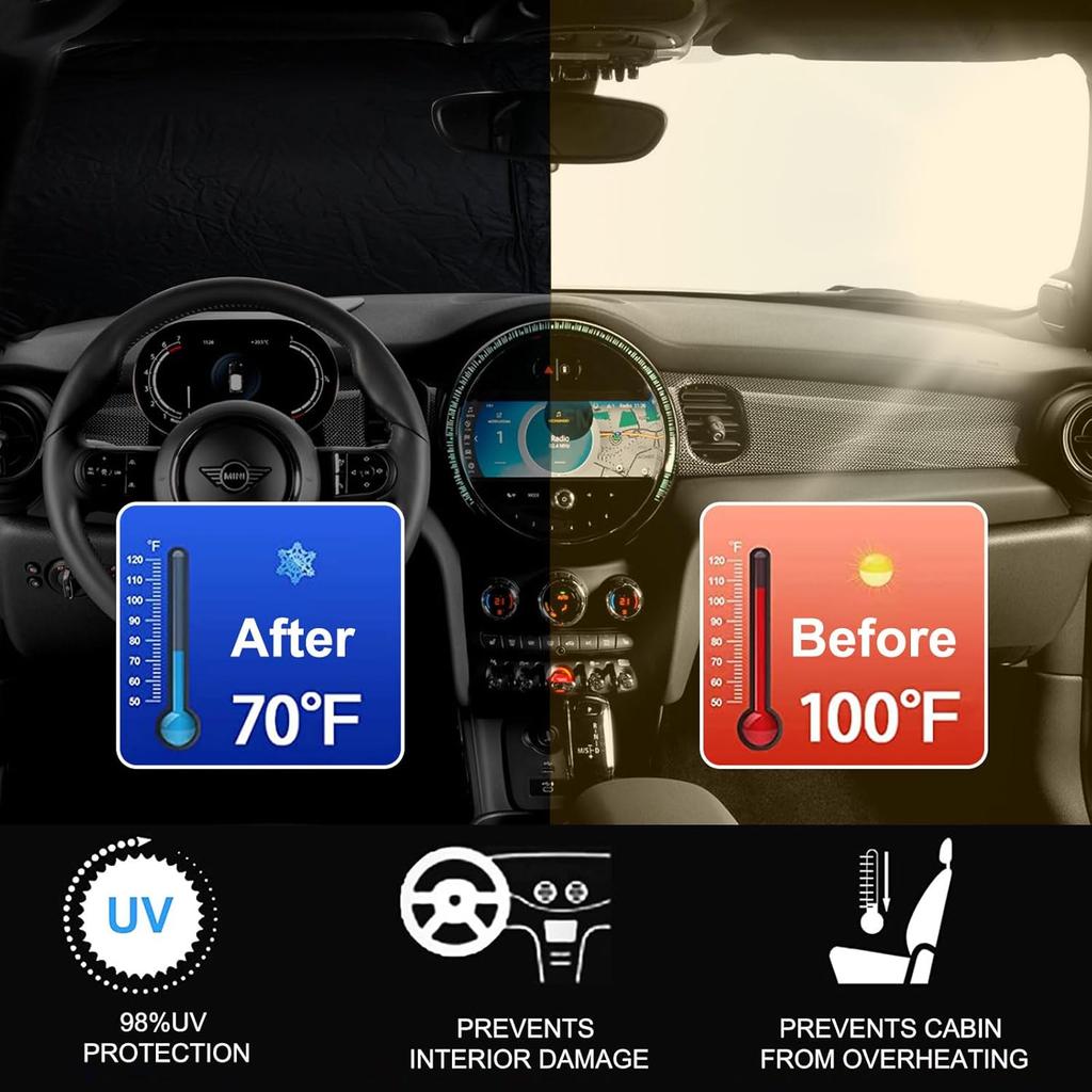 Front Windshield Sunshade fit for 2015-2024 Mini Cooper Cooper S Hardtop 4 Door Foldable Car Shade Automotive Windshield Sunshades Mini Cooper