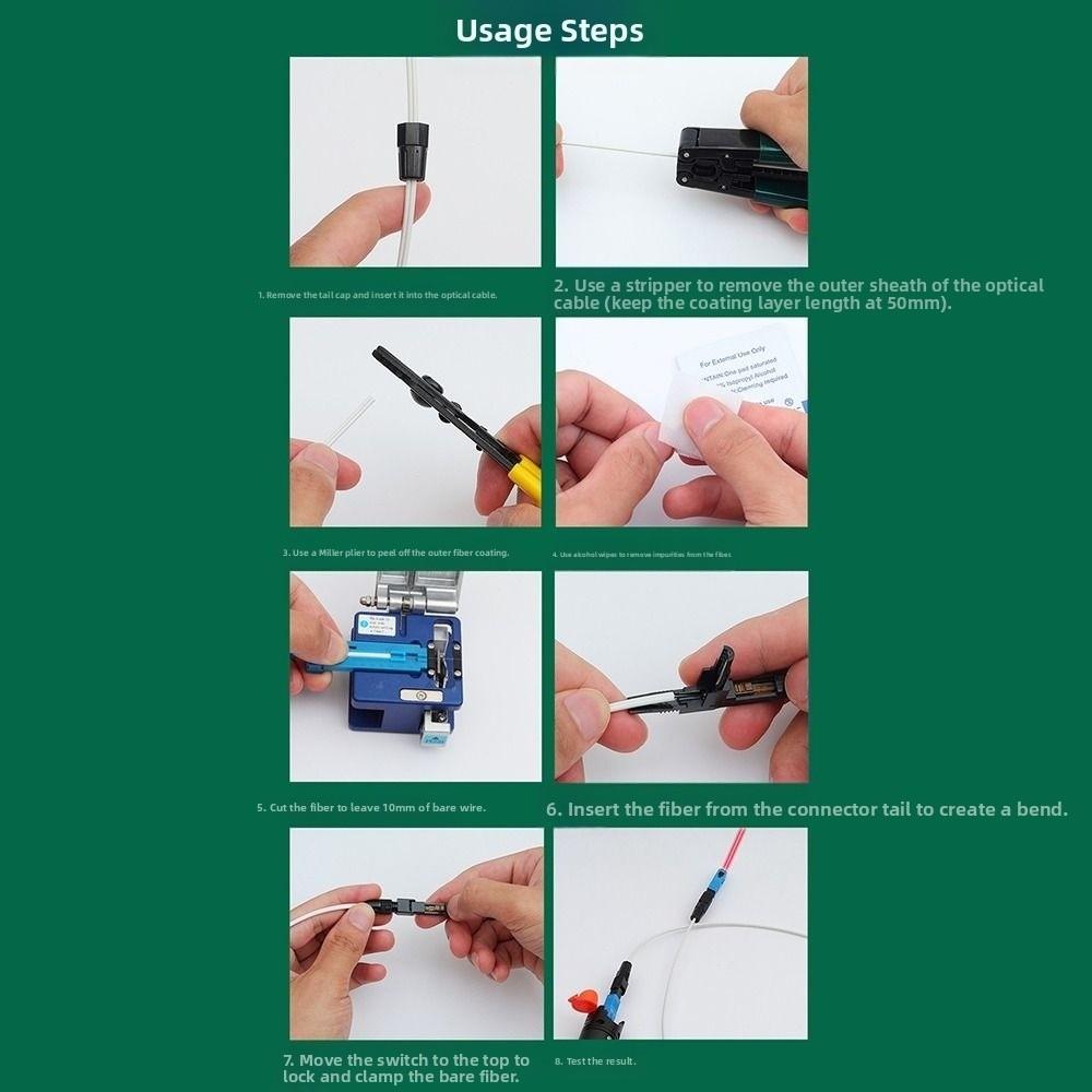 10Pcs Reusable SC UPC Fiber Optic Quick Connector Embedded Single-Mode Connector  Telecommunication