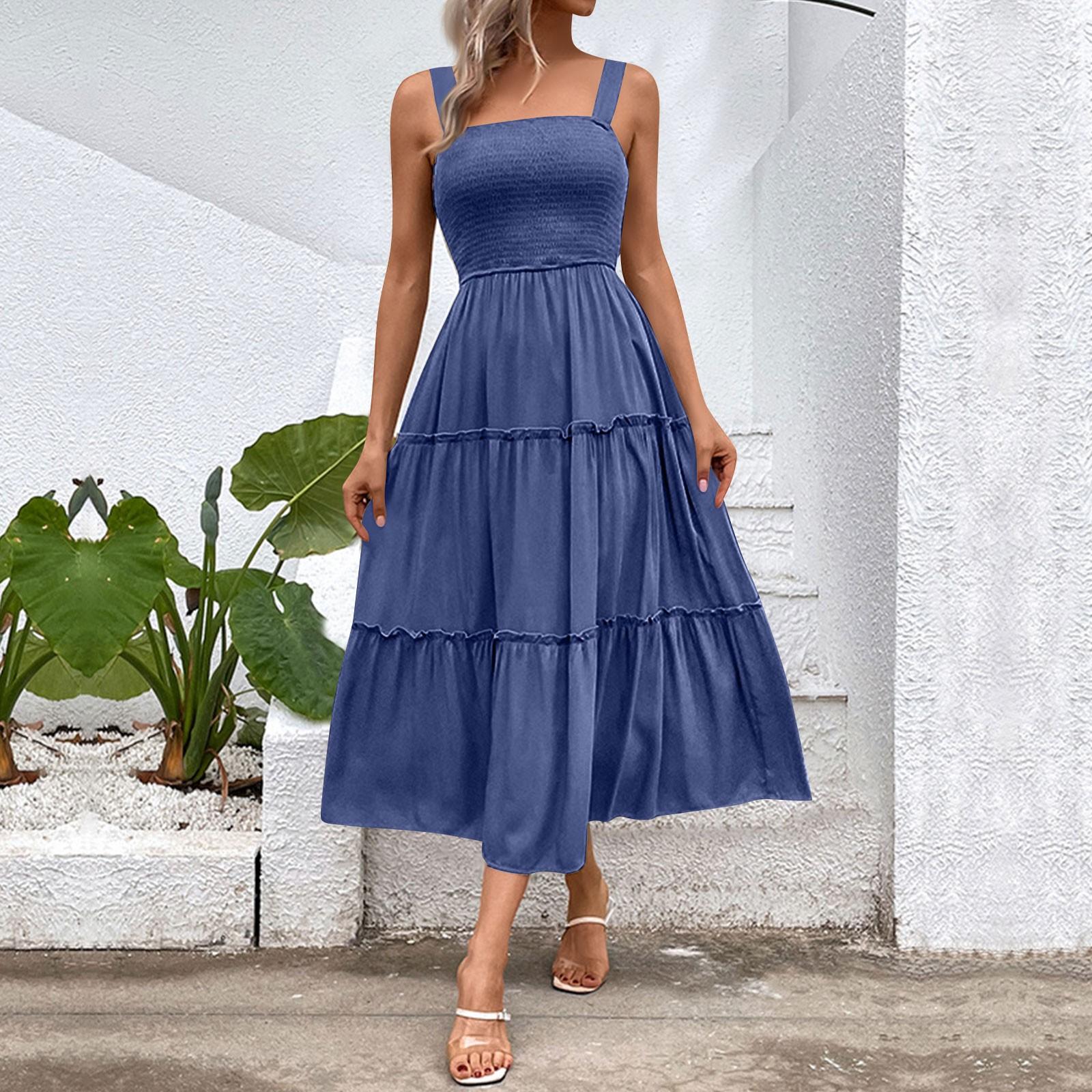 Женские модные свободные плиссированные пэчворк без рукавов однотонные повседневные платья S