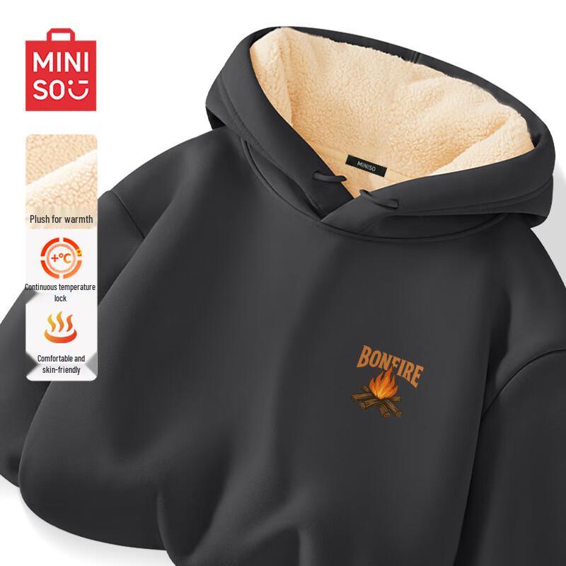 MINISO Men's Thickened Hooded Fleece Sweatshirt