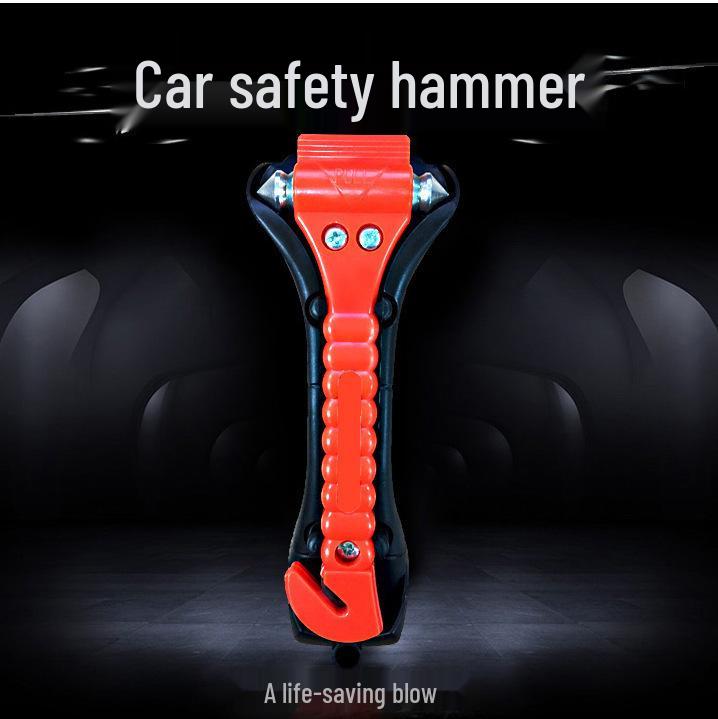Compact Multifunctional Car Safety Hammer with Base – Emergency Life-Saving Tool
