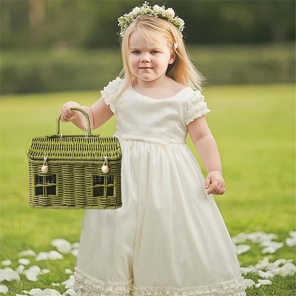 Garden Harvest Basket, House Shaped Rattan Picnic Basket, Decorative Hand Woven Shelf Organizer,for Organizing, Storage.