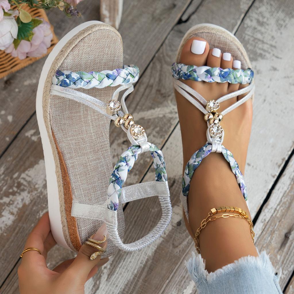 Spring And Summer Beach Sandals Women'S Fashion Wedge Heel Thick Sole Comfort Sandals For Women With Arch Support And Back Strap