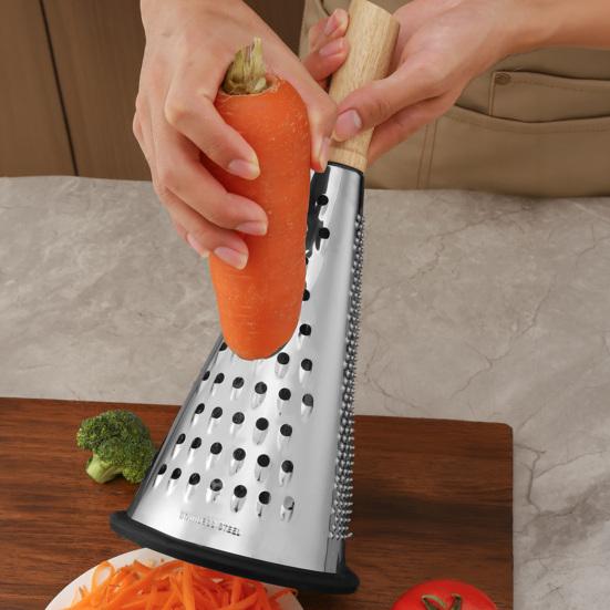 4-Sided Box Cheese Grater Stainless Steel Potato Carrot Shredder Multi-Function Kitchen Tool for Julienne Slicing Zesting
