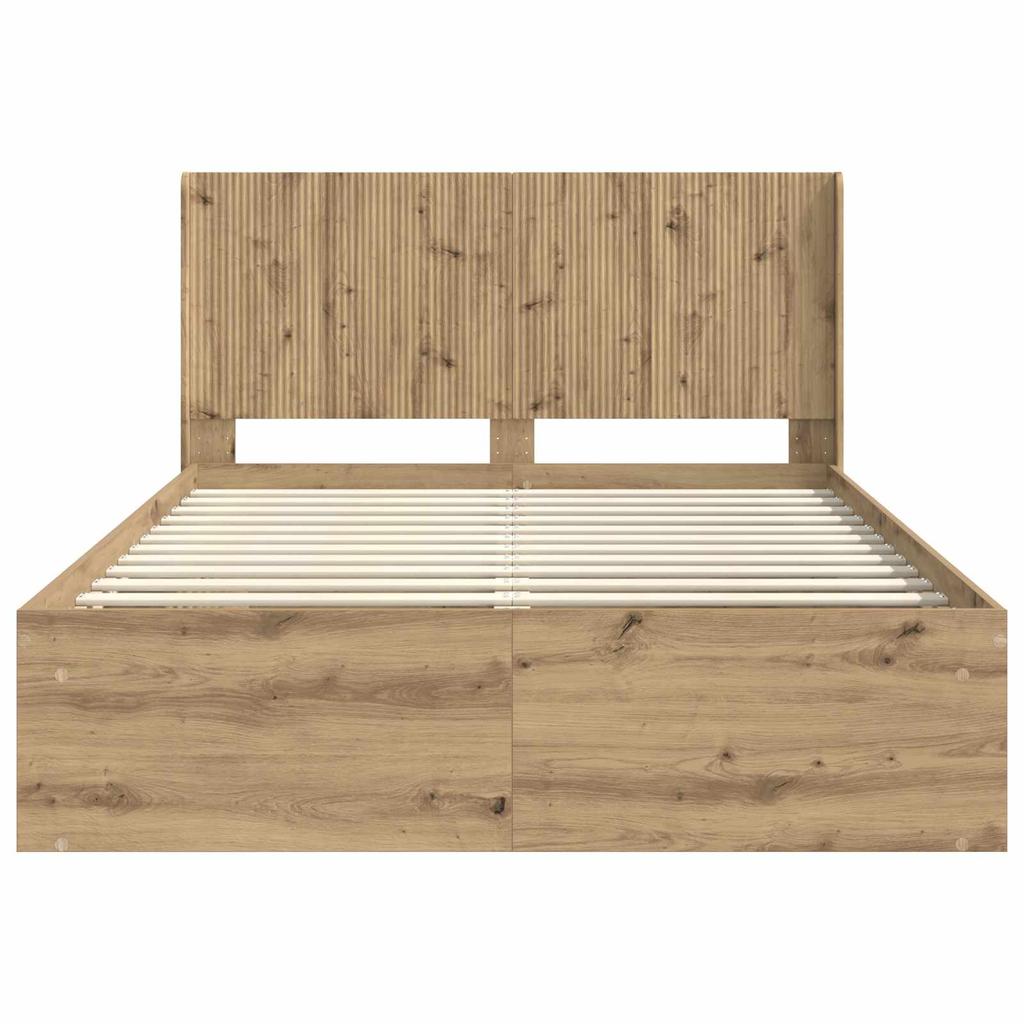 Bed Frame with Storage Space and Headboard Artisan Oak