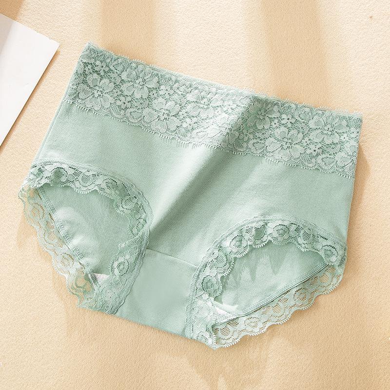 

Хлопковое кружевное нижнее белье для женщин. Нижнее белье с высокой талией. Большие хлопковые трусы. Женские трусы, впитывающие пот. Дышащее нижнее белье. Эластичные трусы. L зелёный