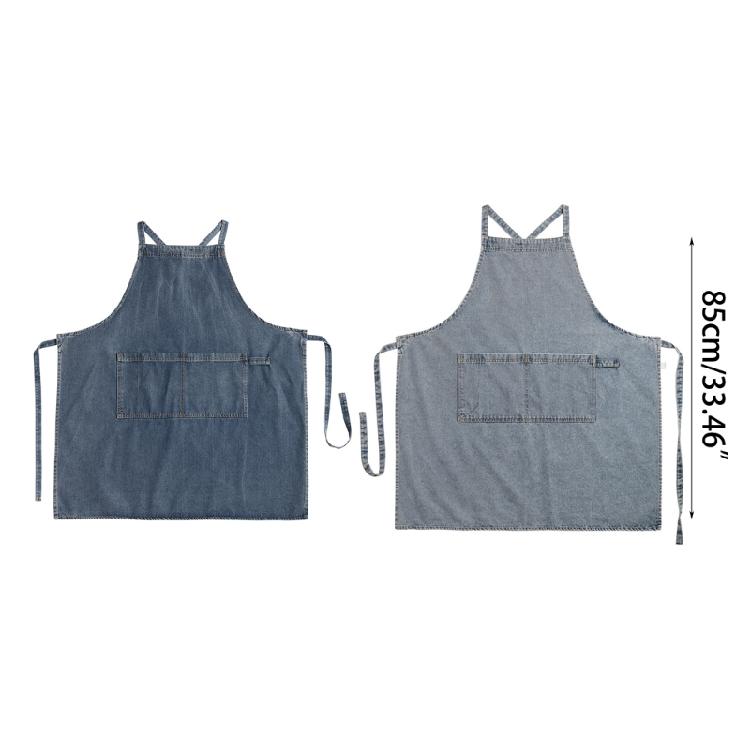 Eleganter Jeans-Schürze mit Taschen für Damen und Herren zum Kochen, Gärtnern, Malen, Kochuniform, Schürze, Unisex