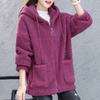 Winter Women Fleece Hoodie Windproof Thick Outerwear Cardigan Jacket with Drawstring Hood Full Sleeves Zipper Closure