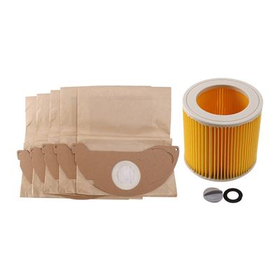 1 Stück Staub Hepa Filter+5 Stück Papierbeutel Für Kärcher Staubsauger Teile Kartusche Hepa Filter Wd2250 Wd3.200 Mv2 Mv3 Wd3