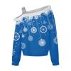Women's Long Sleeve Tops Fashionable Women's Loose Christmas Print Off-Shoulder Pullover Tops