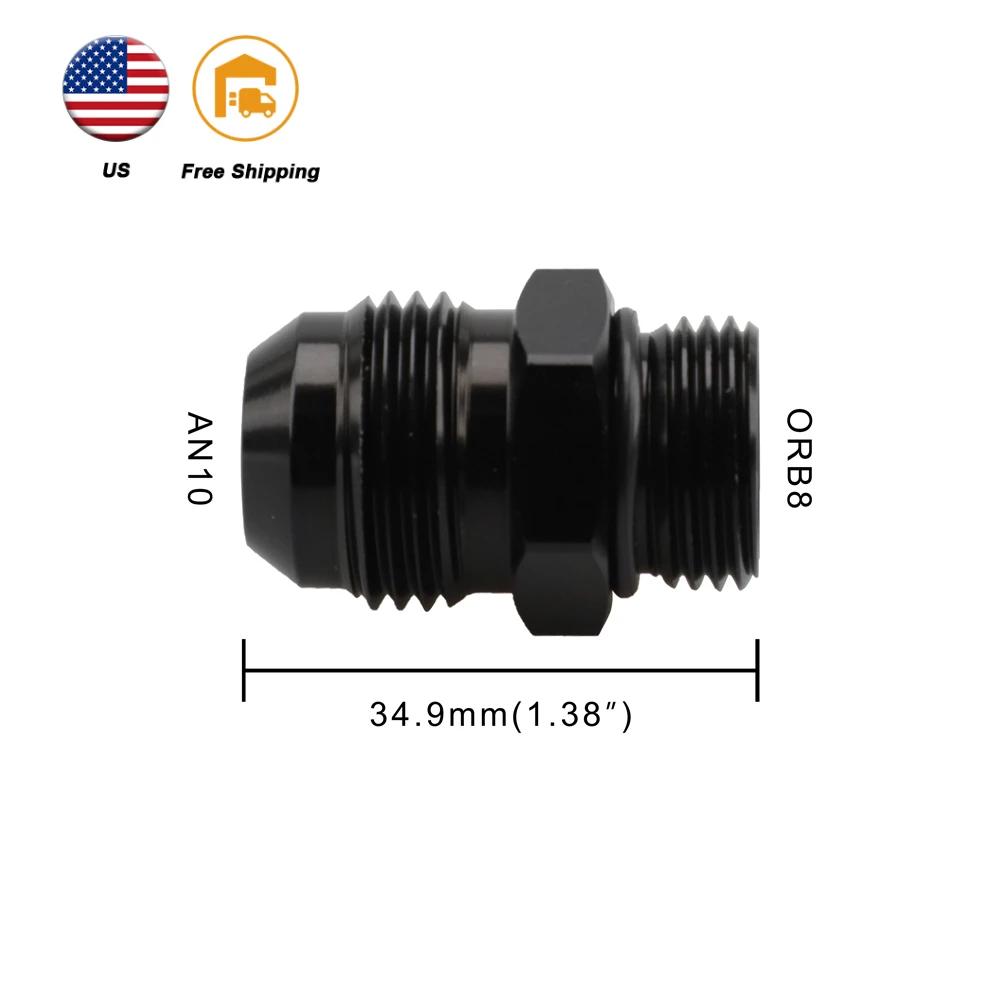 Male Adapter AN6 6AN Fitting Black ORB-6 /-10 /-10 O-ring Boss to AN8 8AN AN1010/ 6061-T6 aluminum  Flare fiting Car Accessories