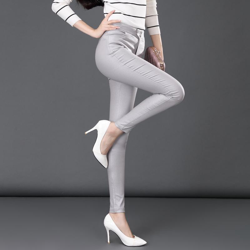 

2024 Women s High-Waisted Slimming Elastic Leggings Extra Large серебряный серый