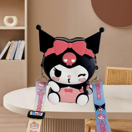 Kuromi & My Melody Cute Silicone Crossbody Bag - Fashionable Children's Coin Purse & Women's Storage Bag