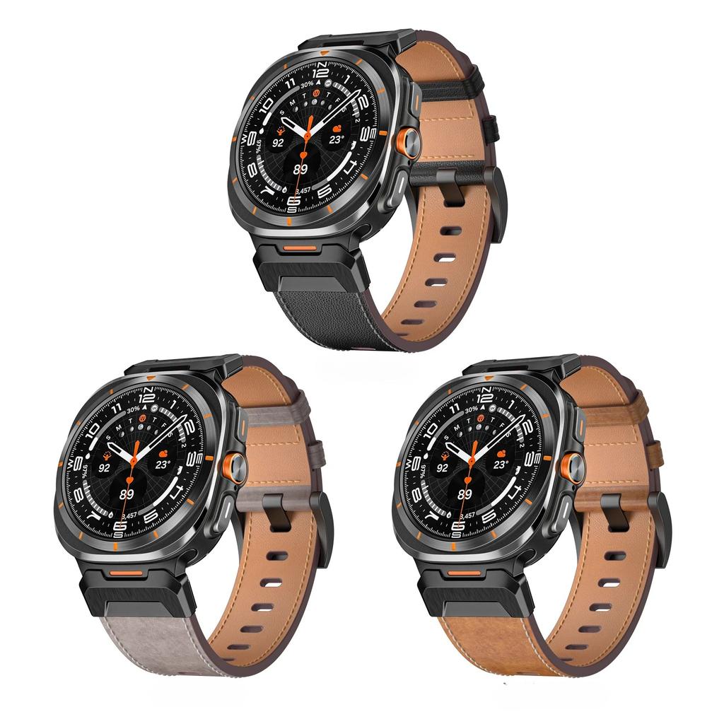 Mecha Leather+metal Band for Samsung Galaxy Watch Ultra 2025 47mm Stainless Steel Replacement Bracelet Galaxy Watch Ultra Correa