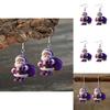 Festive Santa Acrylic Dangle Earrings With Print Technique For Christmas Parties