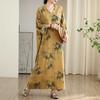 Colorful Vacation Style Travel V-neck Retro Long Skirt Cotton Linen Dress