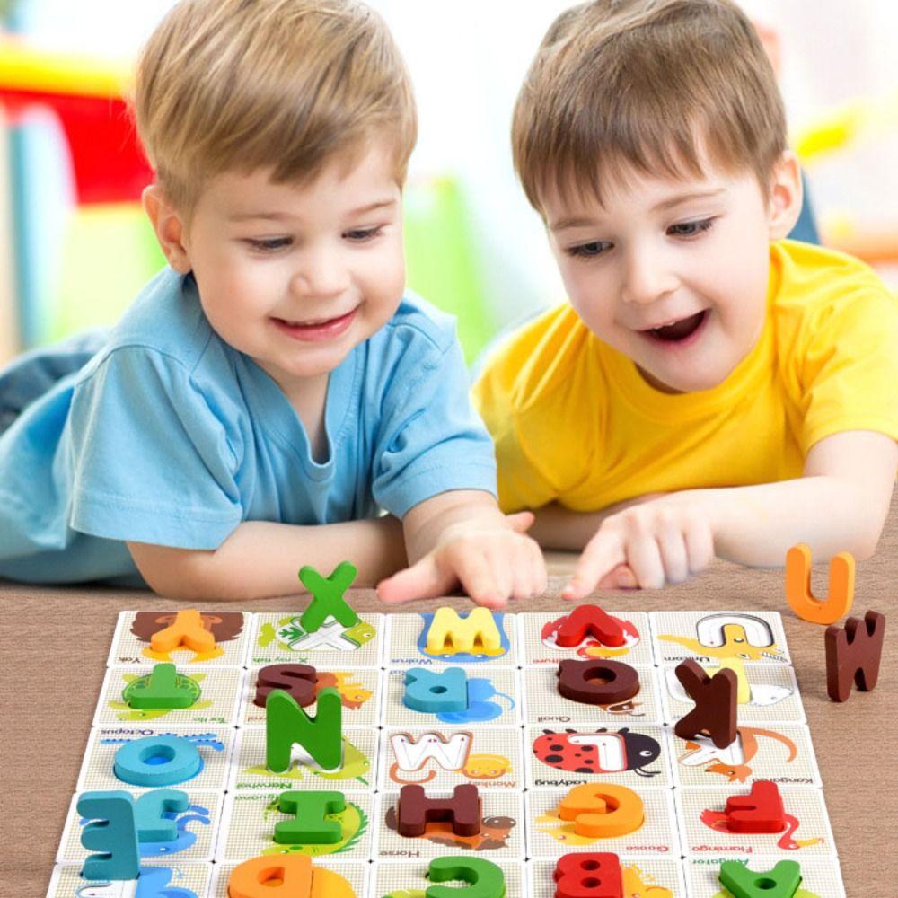 Double-Sided English Alphabet Puzzle Game Alphabet Puzzle Matching Board  Children Kids Boys