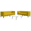 2 Piece Chesterfield Sofa Set with Neck Pillows Yellow Velvet