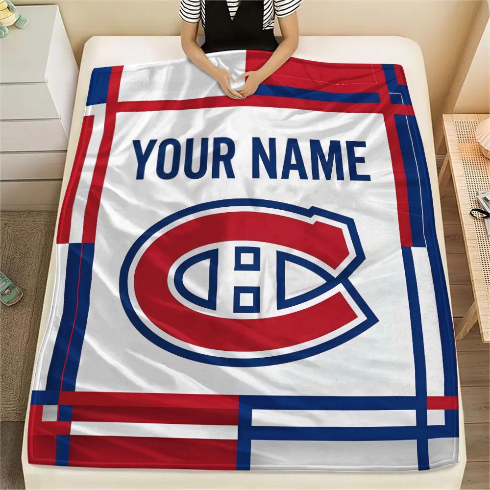 Custom Name,Montreal Canadiens Printed Flannel Blanket, soft throw for bedroom sofa, washable, Christmas present, great gift.
